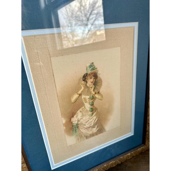 Antique Victorian Print of Woman in White Dress | 19th Century Artwork - Picture 4 of 7